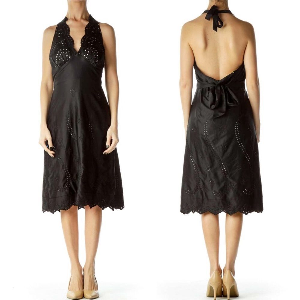 White House Black Market Halter Peek-a-Boo Eyelet Flattering Dress Size 8